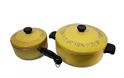 Wear-Ever 2qt & 5qt Aluminum Yellow Enameled Pots With Lids Vintage • $5