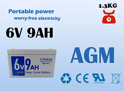 Reliable 6V 9AH Sealed Lead-Acid Battery – Long-lasting Power Supply • $28.99