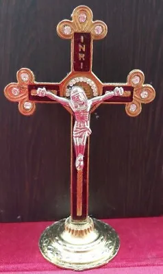 $15.90 • Buy Catholic - Christian Brass Altar Crucifix  5” Standing Cross Altar INRI Jesus