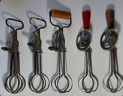 Lot Of 5~ ALL 1923 ~ALL A&J ~Egg Beater ~Hand Mixer~Metal/Wood *Antique*Vintage • $29.99