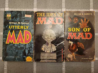 Mad Magazine Lot ~ 3 Pb Books~ Utterly  Mad + Son Of Mad + Ides Of Mad - Scarce! • $7.99