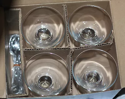 Set Of 4 Clear Glass Cordial Martini Cocktail Dessert Glasses 4” High • $18.40