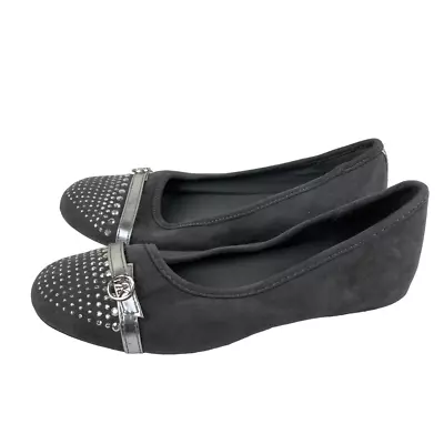 Michael Kors Womens Sz 5 Gray Suede Silver Embellished Ballet Flats • $29.99