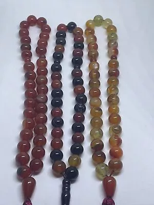 Tasbeeh 33 Beads Premium Aqeeq Agate Beads Islamic Tasbih Muslim Prayer Beads • £22.99