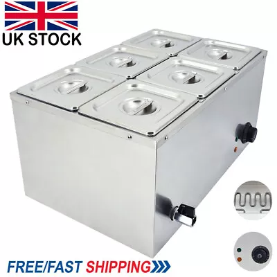 £125 • Buy 6 Pans Electric Bain Marie Wet Well Sauce Food Commerial Heat Food Warmer Pots 