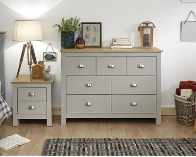 Lancaster Grey/Oak Merchant Chest 7 Drawers Assembly Option LOCAL DELIVERY ONLY • £175