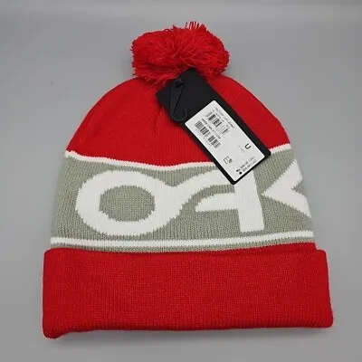 Oakley SpelloutFactory Pom Cuff Men's Redline Beanie Winter Ski Hat • $17.99