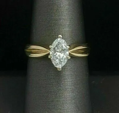 1.30Ct Moissanite Marquise Women Wedding  Solitaire Ring 14K Gold Plated Silver • $106.28
