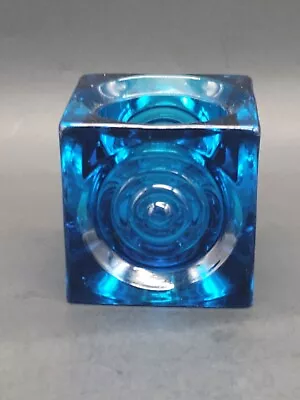 Viking Glass Bullseye Cube Votive Holder  2.5” Bluenique  • $60