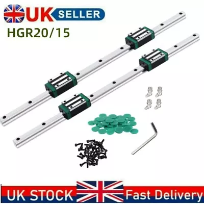 New 2PCS HGR15/20 Linear Guide Rail 300-1500mm+4PCS HGH20CA Slider Block Kits • £78