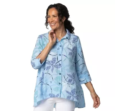 Habitat Princess Seamed Shirt Blouse Womens S Blue Floral #36141 NEW NWT $90 • $22.74