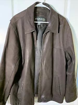 Eddie Bauer Motorcycle Jacket Men’s XL Brown Zip Up Genuine Leather • $125