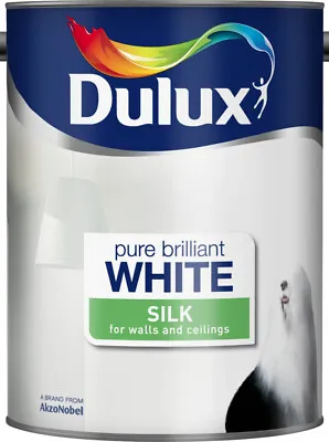 Dulux Silk Emulsion Paint Pure Brilliant White Interior Walls & Ceilings 5L • £22.95