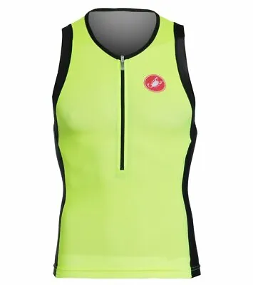 Castelli Men's Free Sleeveless Tri Top - Yellow Fluo/Black • $40