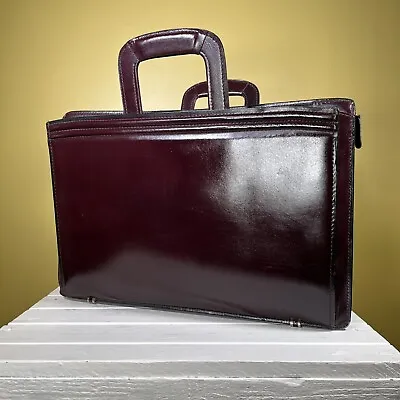 Vintage Briefcase Leather Quality Heavy Construction Top Handle Dark Brown Bag • $33.50