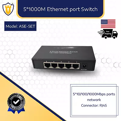 10/100/1000 Mbps 5 Port Gigabit Ethernet Switch Extend To 328 Ft Unmanaged 802.3 • $14.29