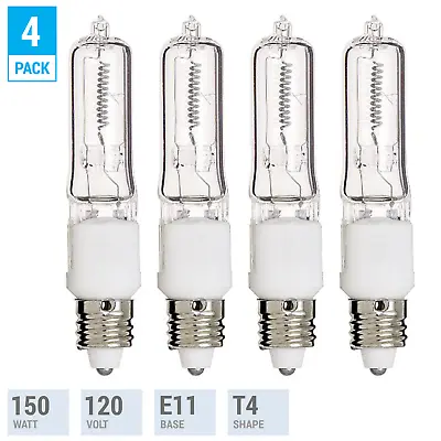 $10.65 • Buy 4 Pack Q150CL/MC 150 Watt 150W T4 T4.5 E11 Mini Candelabra Base 120V Clear Bulbs