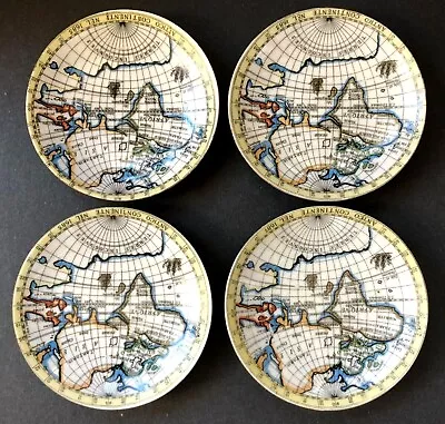Set 4 Map Tidbit Plates Antico Continente Nel 1683 Ancient Continent Vtg Japan • $24.99