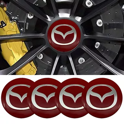 4x 56mm Red Mazda Wheel Center Hub Cap Emblem Stickers For 3 5 6 Miata CX-7 RX-8 • $10.99