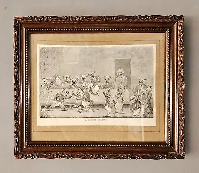 Rare Louis Wain Framed Antique Engraving  A Vestry Meeting  Bulldogs Caricature • £99.99