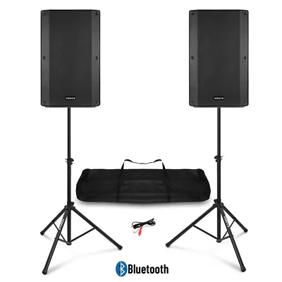 Vonyx VSA120S 12  Active Powered DJ PA Speaker System Set With Stands • £309