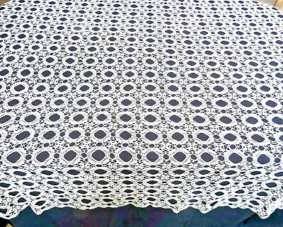 Vintage Cotton Crochet Lace Tablecloth Bedspread 72x98 Rectangle  • $50.77