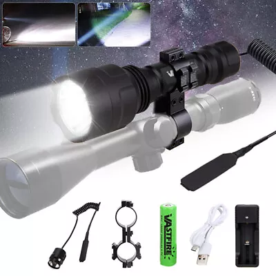 Tactical LED Flashlight Hunting Light 800 Yards Rifle Scope Mount W 20mm Rail US • $14.99