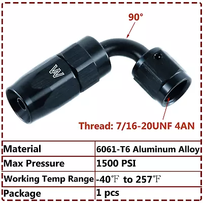 1pc Aluminum -4AN 90 Degree Hose End /Oil Fuel /Reusable /Swivel 4 AN Fitting • $6.99