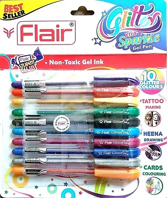 Sparkle 10-Colour Glitter Gel Pen Set Vibrant And Precise Writing • $8.99