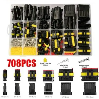 £10.59 • Buy 708PCS 1-6 Pin Automotive Waterproof Car Auto Electrical Wire Connector Plug Kit