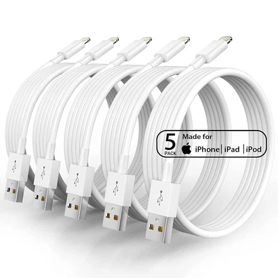 $18.45 • Buy Apple Iphone Charger Lightning Cable 10FT Foot Long MFI Certified 5 Pack