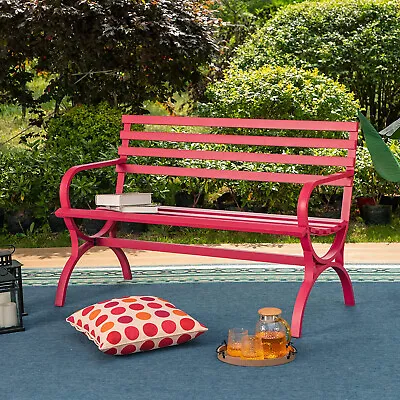 Outdoor Bench Patio Chair Metal Garden Furniture Deck Backyard Park Porch Seat • $109.99
