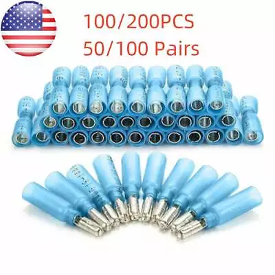 100/200X 16-14AWG Heat Shrink Bullet Wire Connectors Male Female Crimp Terminals • $10.99