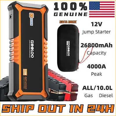 GOOLOO 4000A Car Jump Starter 26800mAh Portable Power Bank Car Battery Booster  • $169.99
