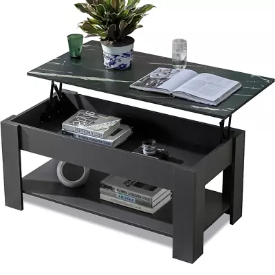 Wooden Coffee Table With Storage Lift Top Up Drawer Shelf Living Room Furniture • £52.49