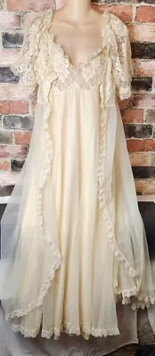 Vintage Tosca Sheer Chiffon Lingerie Nightgown Robe Peignoir Set Size M • $19.99
