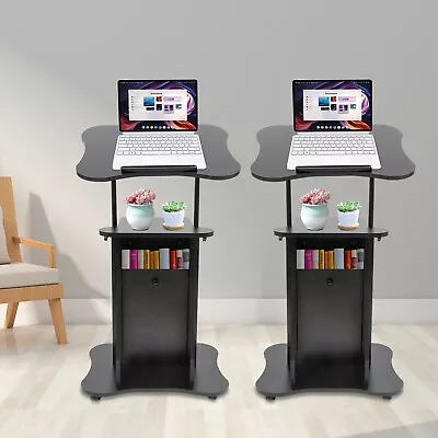 $180.99 • Buy 2Pcs Portable Rolling Podium Mobile Standing Laptop Desk Presentation Lectern