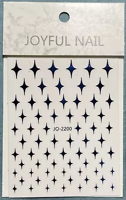 Nail Stickers Art Decal DIY Design 3D Waterproof Blue Metallic Star JO-2200 • $2.49