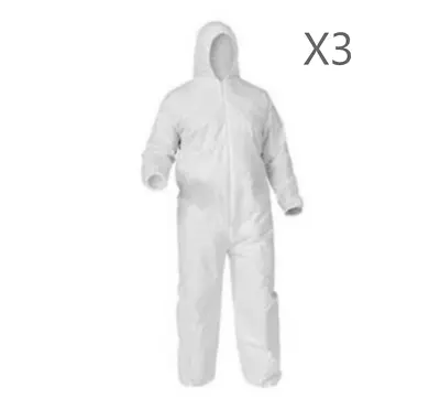 3 X Disposable Hooded Coverall Type 5/6 Spraying Suit Overall Spray Paint Large • £14.45