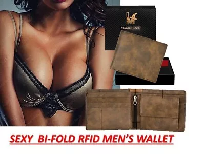 Genuine Leather Mens Wallet Slim Trifold Wallets For Men With ID Window RFID US • $15.29