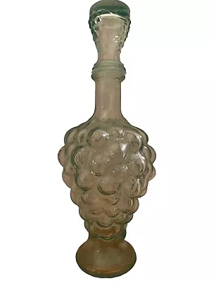 Vetreria Etrusca Vintage Lt Green Mod Dep Grape Cluster Decanter Plastic Stopper • $24.95