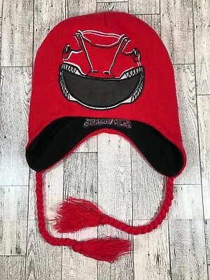 Mighty Morphin Power Rangers Red Laplander Hat Ear Flaps Tassel One Size • $12.99