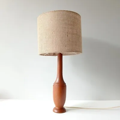 Vintage 1960s Mid Century Teak Turned Wooden Danish Table Lamp PAT Tested • £99.99