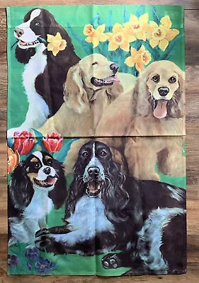 5 Dogs Puppies Toland Flag Double Sided Daffodils Tulips Colorful 23.5  X 35.5  • $10.99