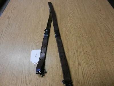 1  Military Style Brown Leather Rifle Sling With Swivels Adjustable Used • $27.99