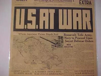 Vintage Newspaper Headlines ~ War World 2  Japan Attacks Pearl Harbor Wwii  1941 • $19.95