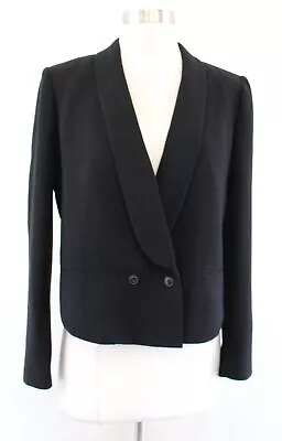 J Crew Factory Womens Solid Black Cropped Drapey Blazer Suit Jacket Size 2 • $34.99