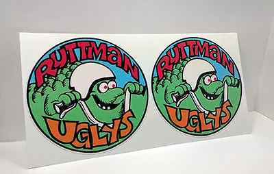 Pair Of RUTTMAN UGLYS Mini Bike Vintage Style DECALs | Vinyl STICKERs 3 Inches • $4.69