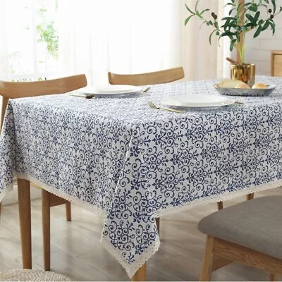 Cotton Linen Lace Tablecloth Rectangular Square Table Cloth Home Decor Retro • $29.07