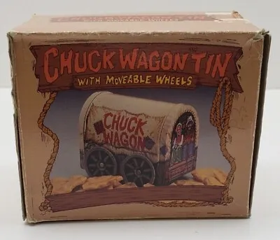 Vintage Original Chuck Wagon Tin With Moving Wheels In Original Box • $14.95